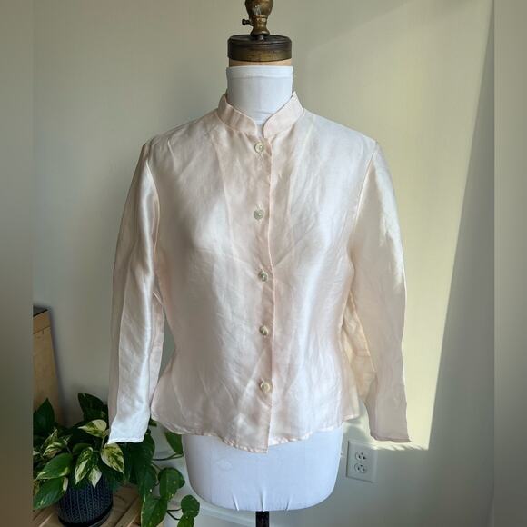 LAUREN RALPH LAUREN PINK SILK BUTTON DOWN BLOUSE SIZE 6 - Picture 1 of 8
